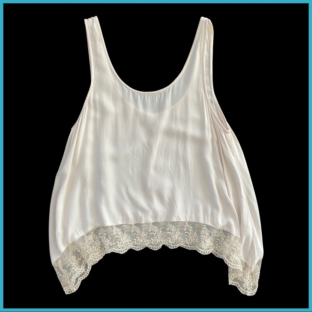 American Eagle Flowy Tank Top with Lace Trim - Picture 2 of 8